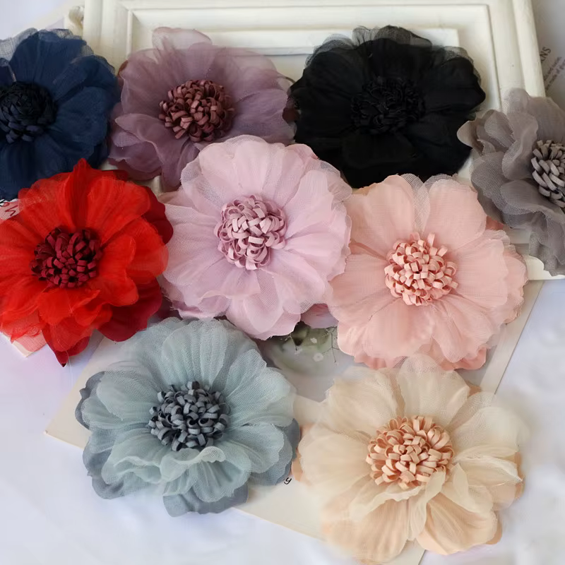 Grands fleurs en tissu faites à la main de 9CM