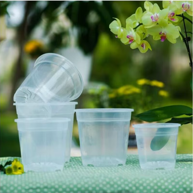 Pot de fleur transparent en plastique dur