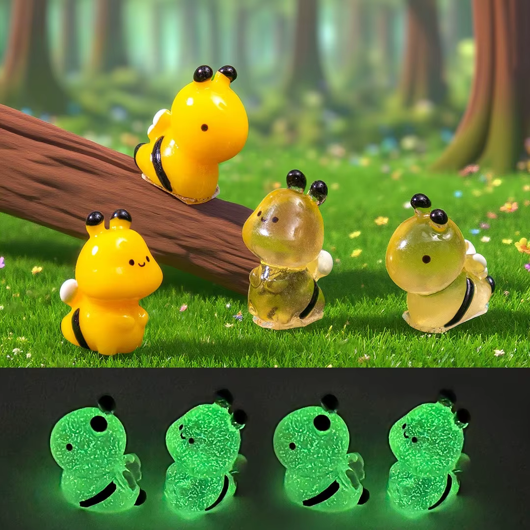 10-100PCS Mini abeilles lumineuses Décoration de jardin féerique Miniature d'abeille à miel Lumineuse la nuit Microlandscape Mousse Pot de fleurs Ornements