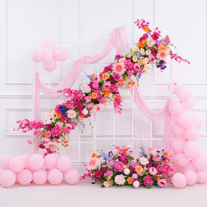 Composition florale rose vif
