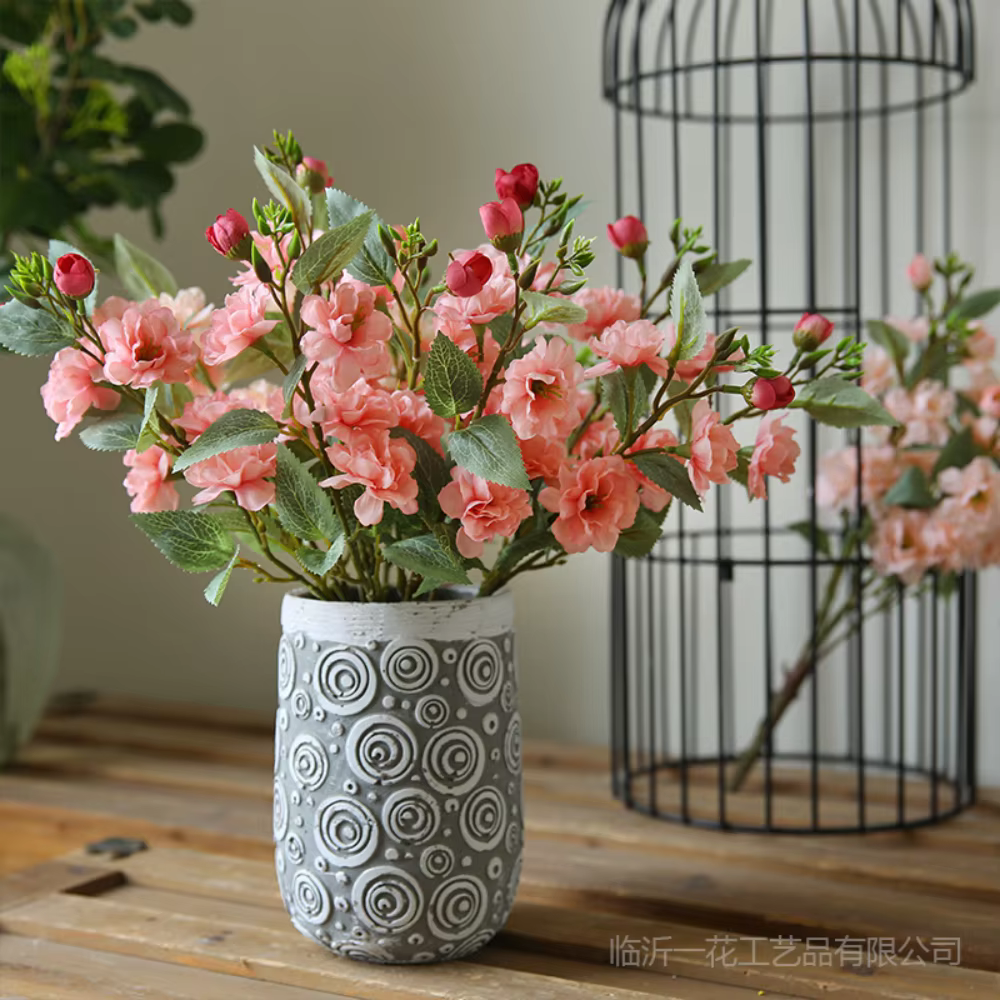 Bouquet de fleurs artificielles camélia rose en soie