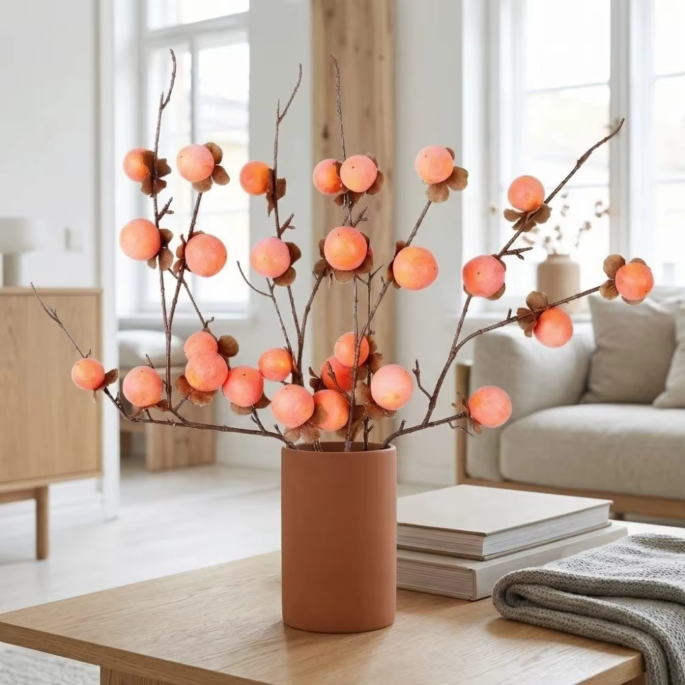 8 têtes de branches de kaki artificielles