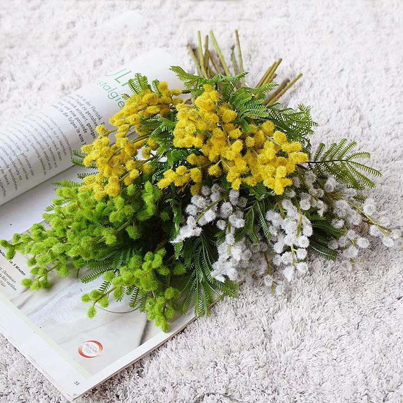 Fausses fleurs Mimosa d'acacia artificielles de 14.96 pouces