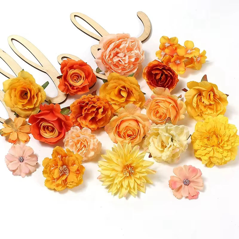 Roses artificielles mélangées Orange