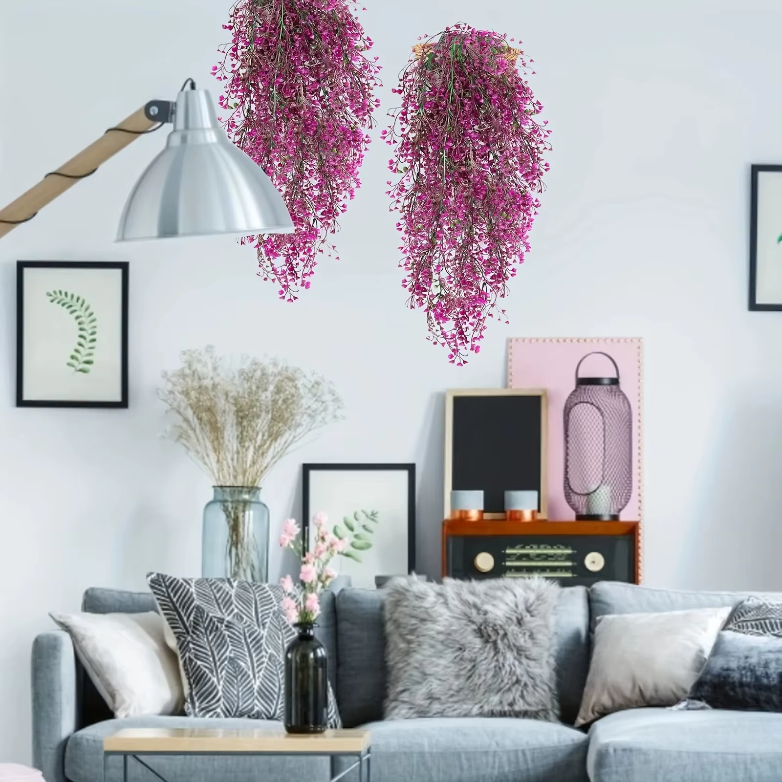 1pc Fleurs de glycine artificielles suspendues - Plantes