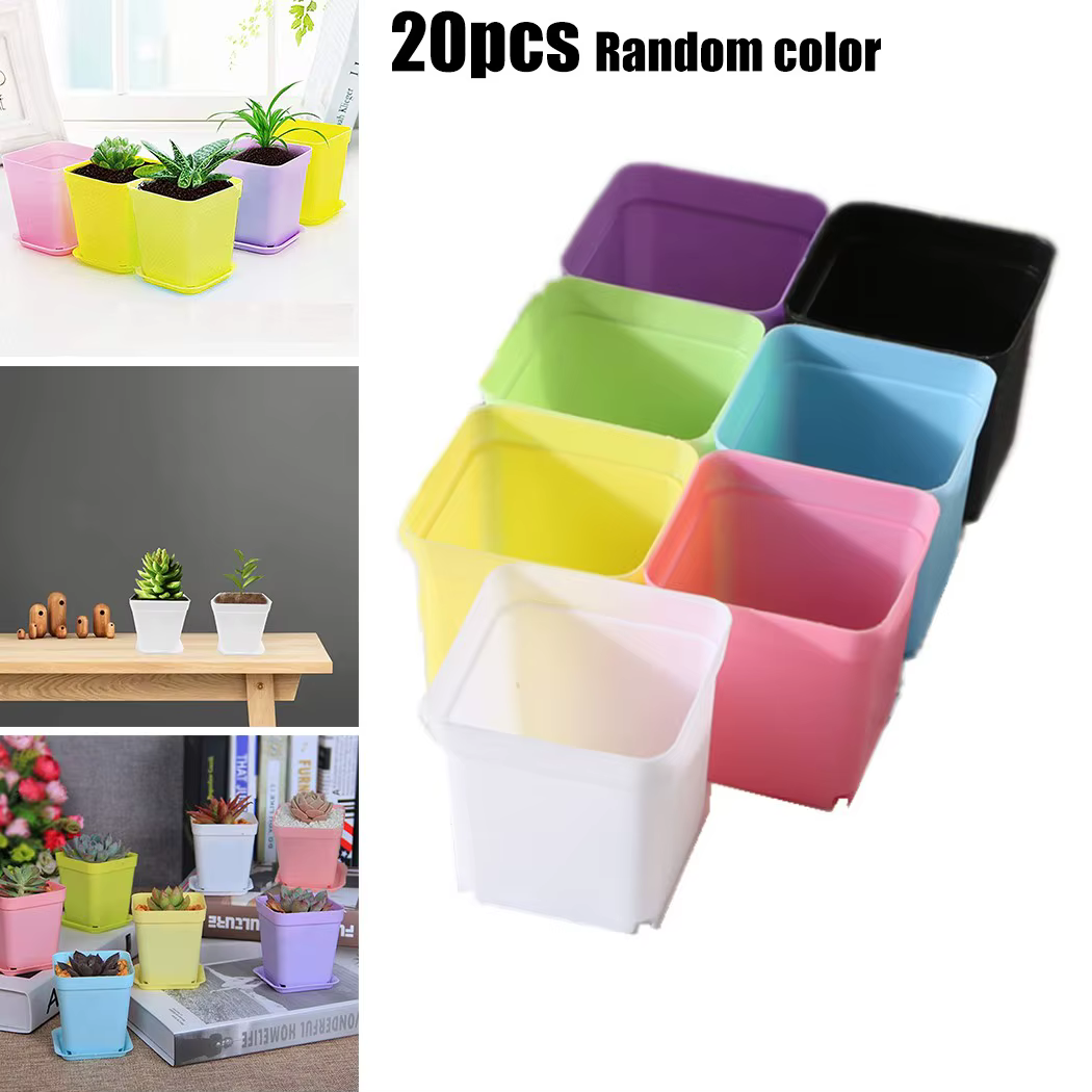 20 pièces Mini bassin carré Pot de fleur coloré plantes succulentes plateaux décor de bureau à domicile bricolage