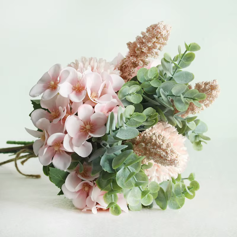 Pivoine Rose fleurs artificielles décor de mariage Eucalyptus mariée tenant Bouquet fête de noël organiser soie