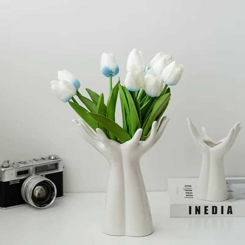 Vase en céramique bras de main Bouquet de paume accessoires d'arrangement de fleurs
