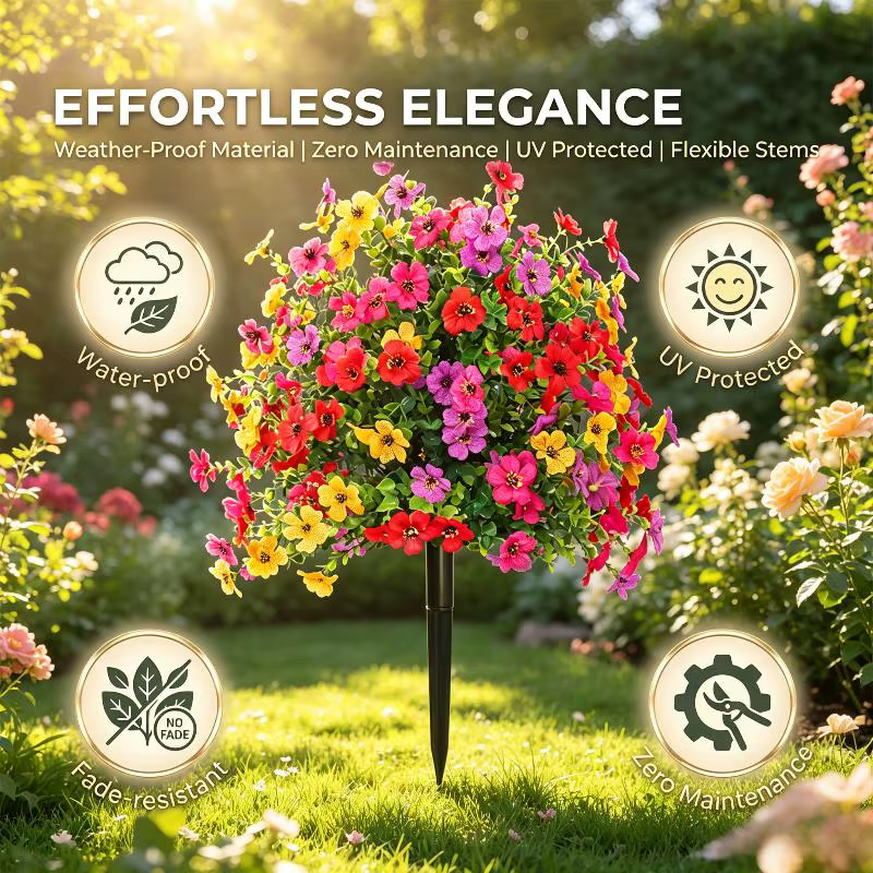 Fleurs artificielles de 18 pouces avec piquets de fixation au sol