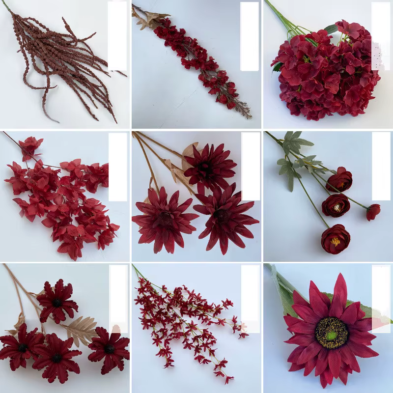 Matériel de fleur de série rouge vin