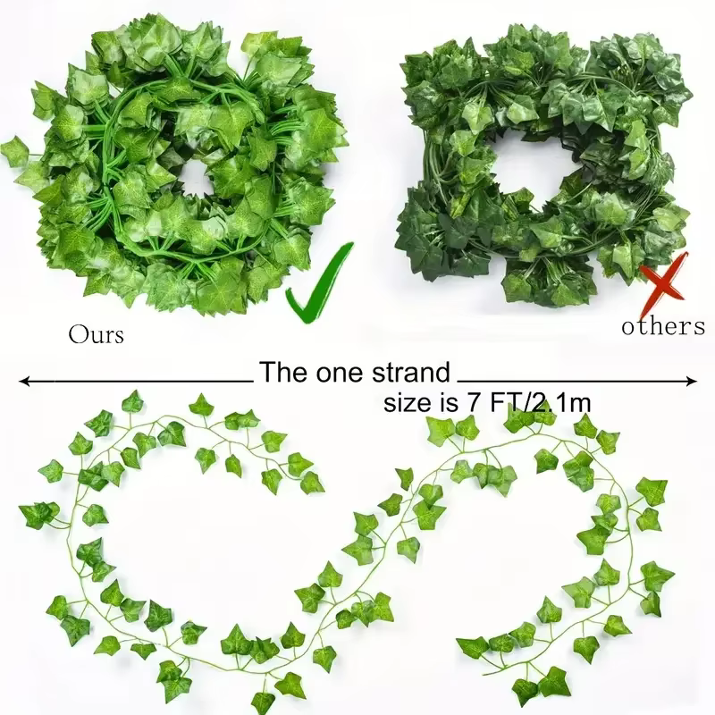 Guirlande de feuilles de lierre artificielles vertes