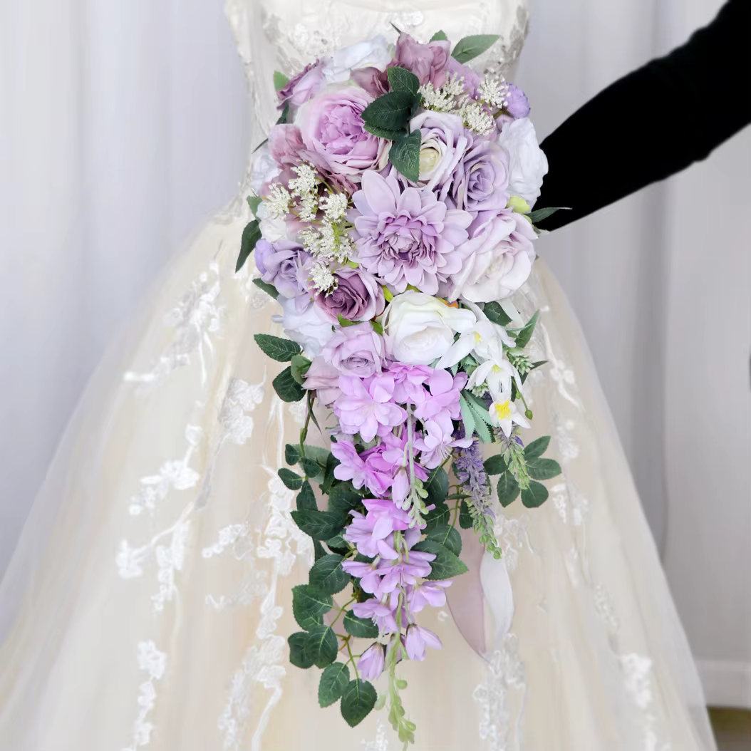 Yannew Boho-Bouquet de roses artificielles en cascade