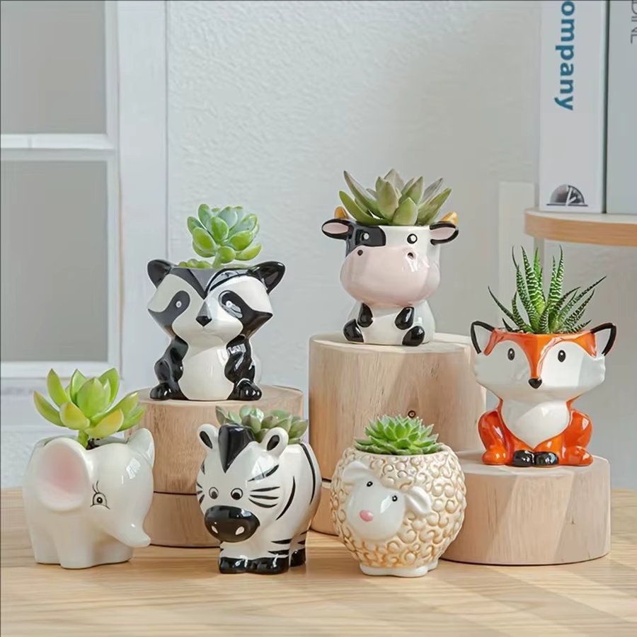 1 pot à plantes en céramique à thème animalier mignon
