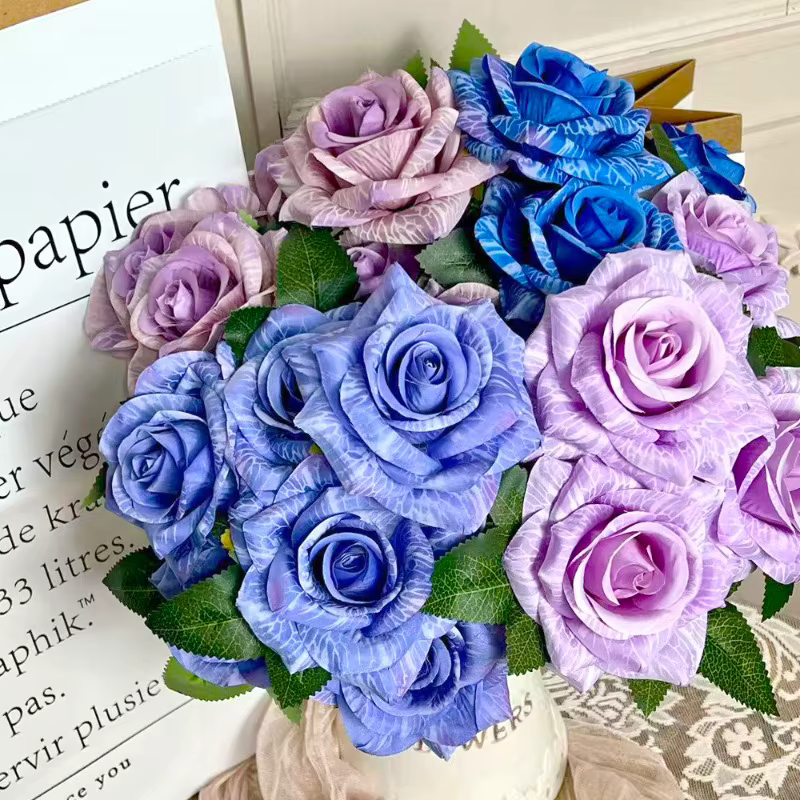 Fleurs artificielles en soie à 7 têtes