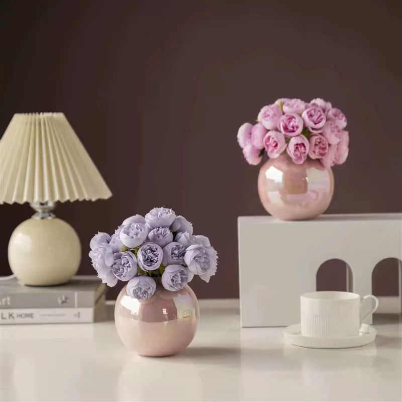 Rose rose pivoine fleurs artificielles 1 Bouquet 27 têtes Roses fausse fleur pour Vase de Table organiser les fleurs de décoration de mariage à la maison