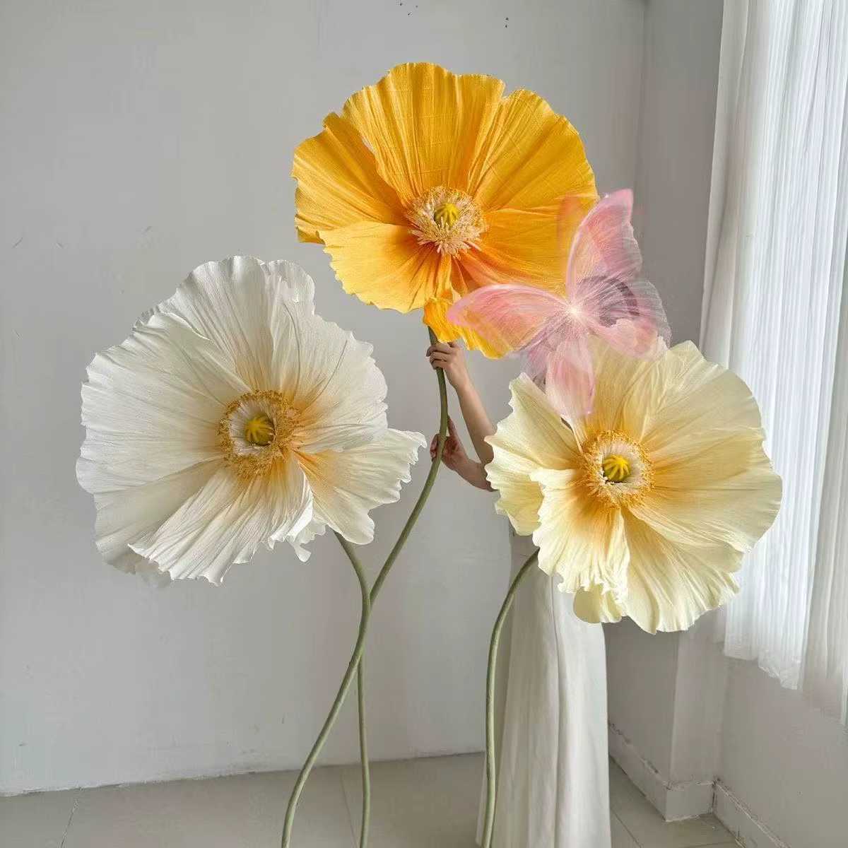 Ensemble de 3 fleurs de sol de Simulation de pavot