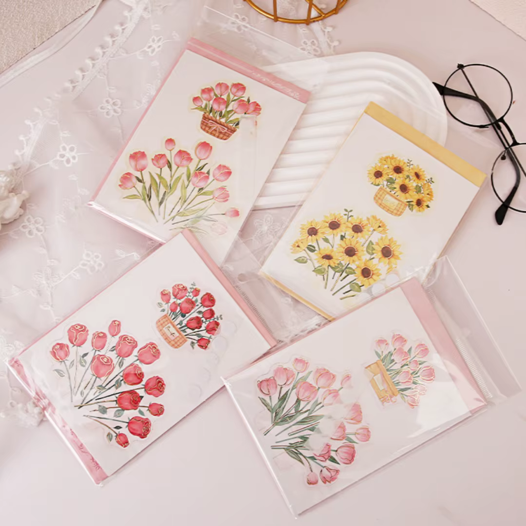 Pop-Up 3d tulipes Roses tournesols Bouquet carte de voeux