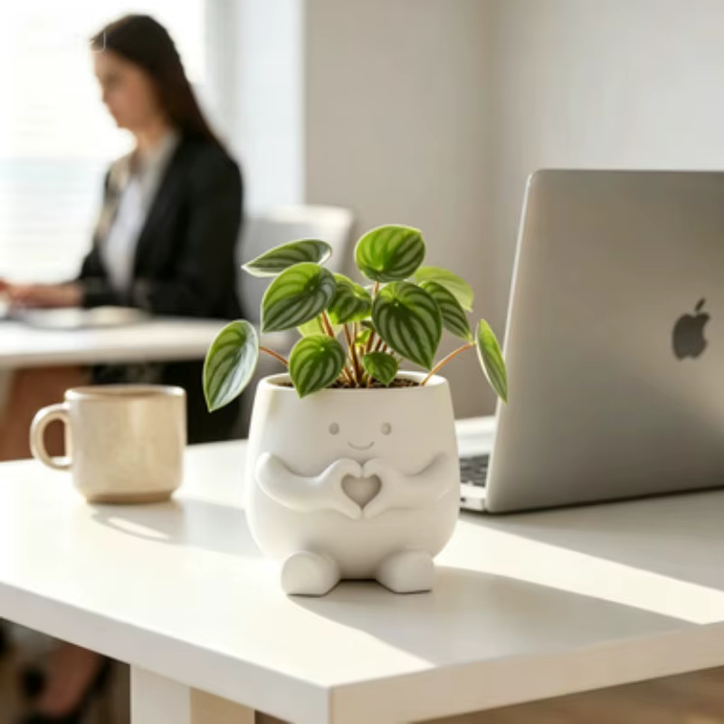 Pot à succulentes miniature imprimé en 3D avec des imperfections mineures