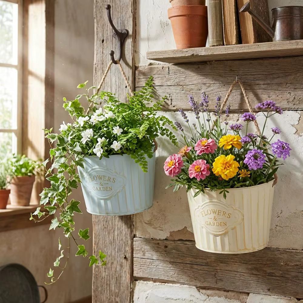 Pot de fleurs suspendu semi-rond