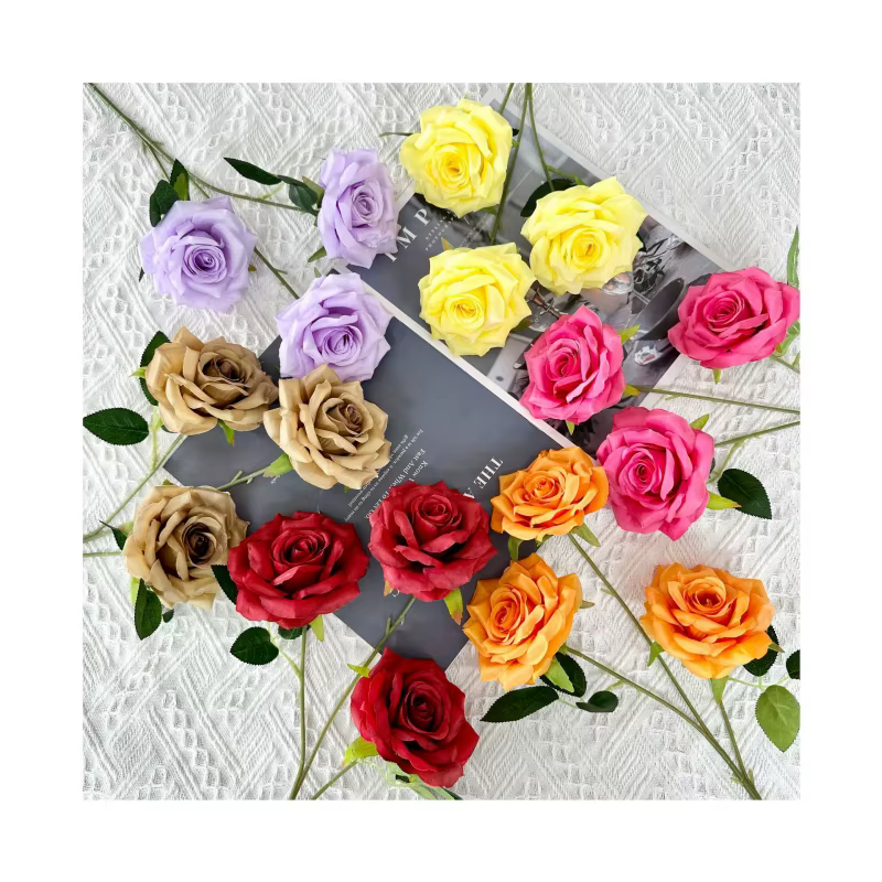 Fleur de rose diamant en soie pour table