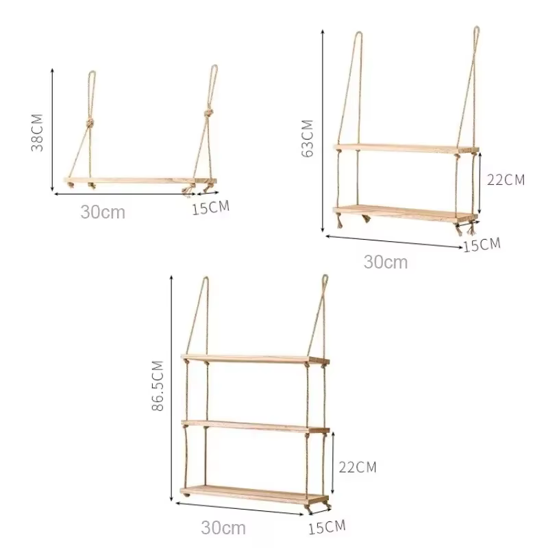 Étagères flottantes en bois à 1/2/3 niveaux