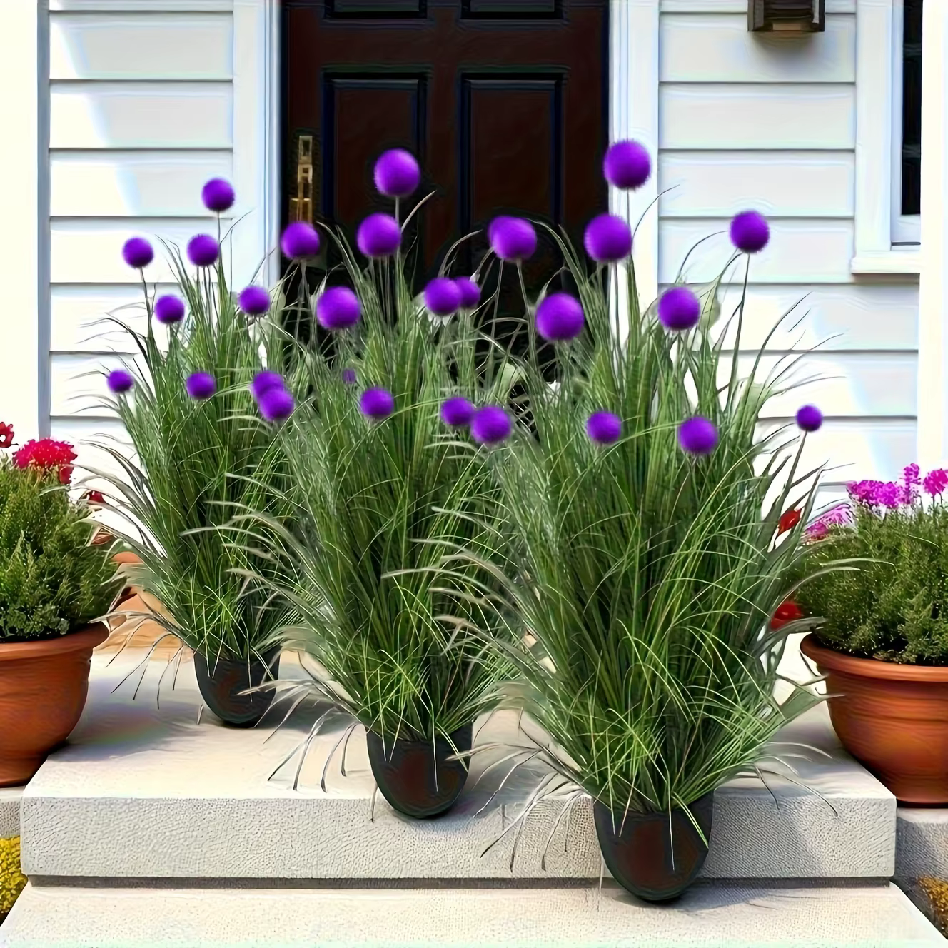 Plantes artificielles en herbe bulbeuse violette