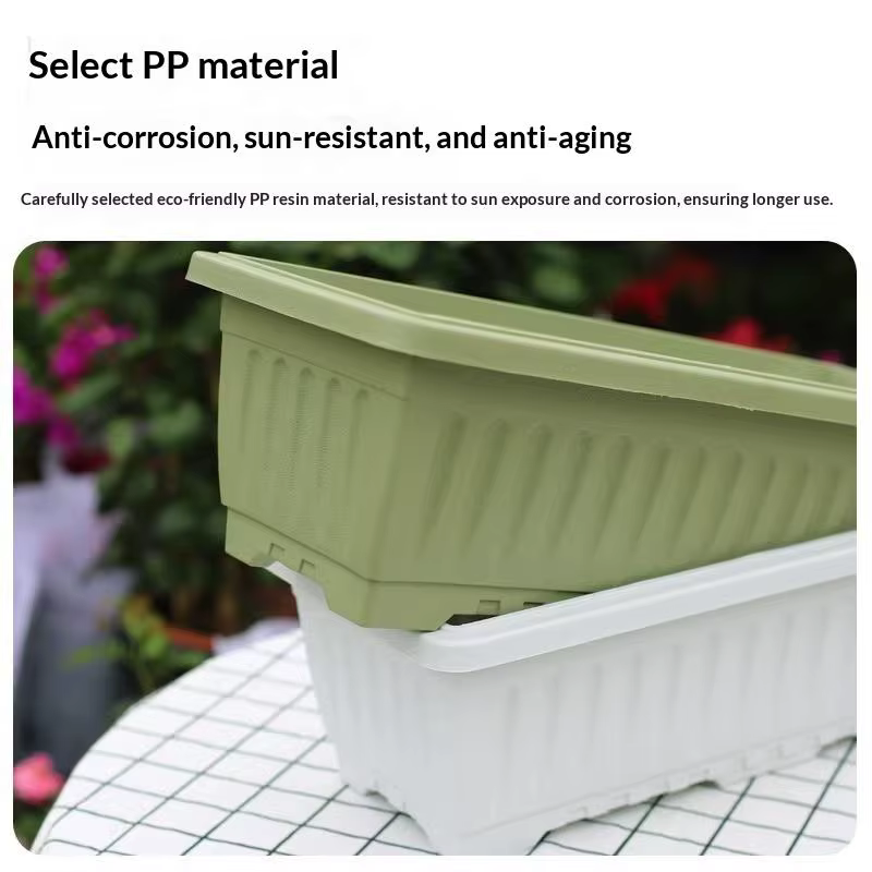 Pot de plantes rectangulaire en plastique pour l'intérieur et l'extérieur