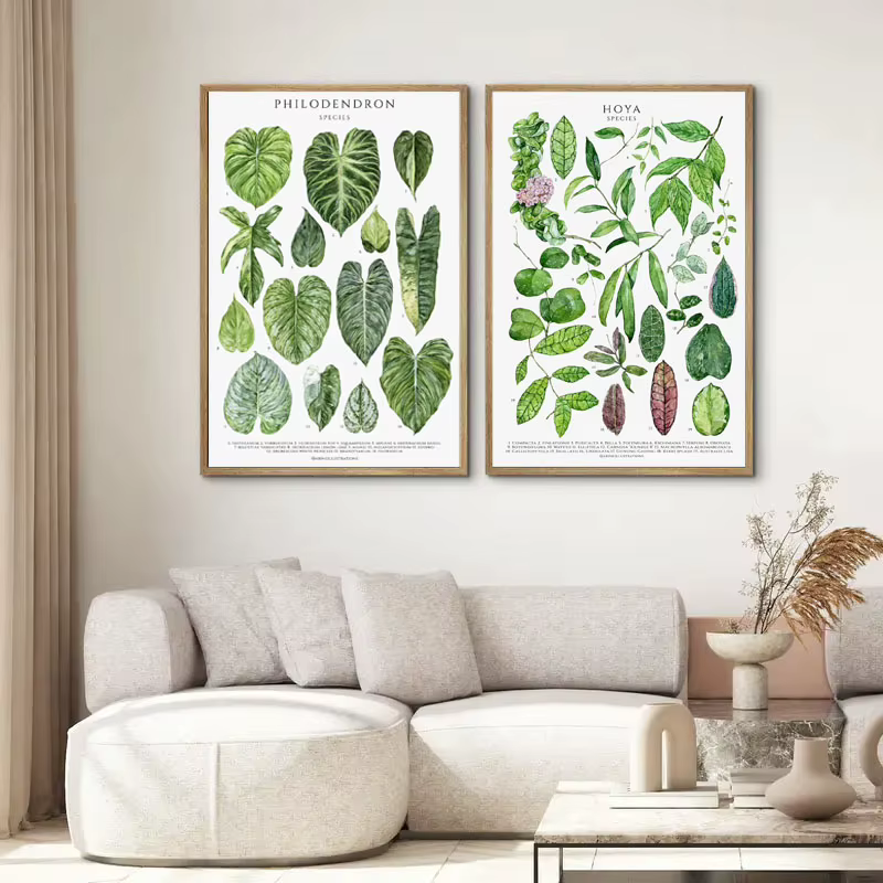 Impression d'art sur toile de feuilles botaniques vertes
