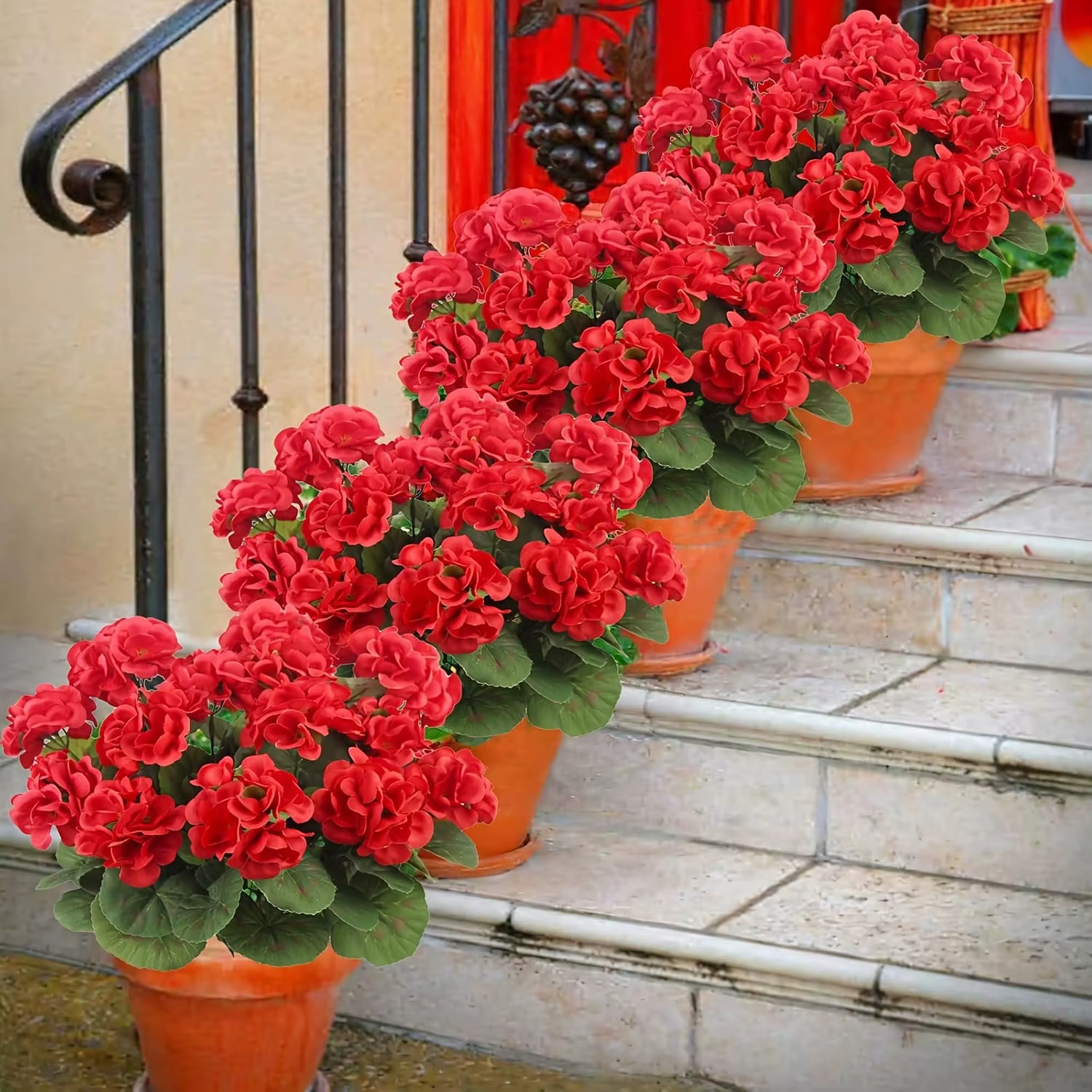 1/2/4 pièces fleurs artificielles réalistes avec feuillage vert intérieur extérieur jardin porche Patio fenêtre boîte décor planteur suspendu