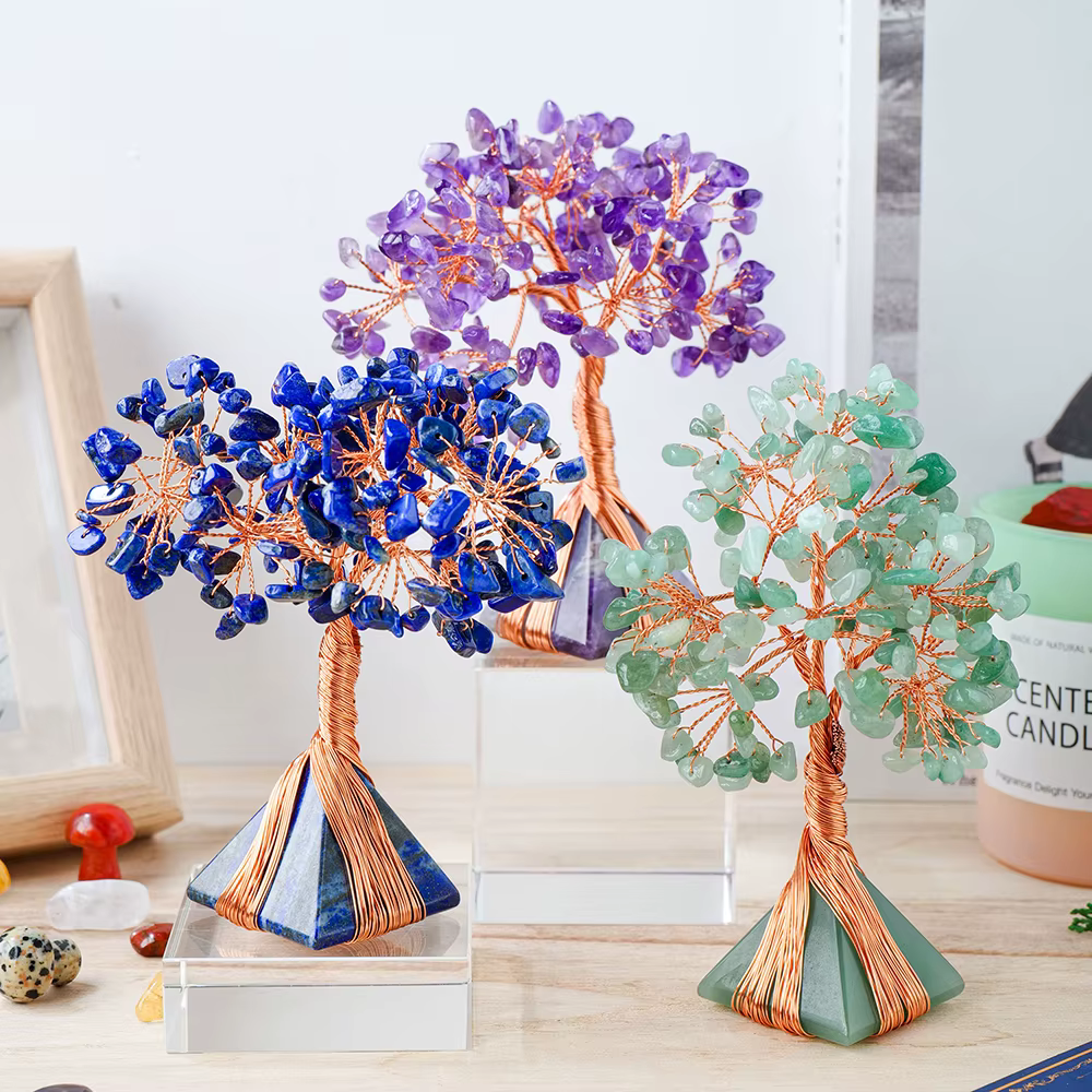 Arbre d'argent en Quartz Rose naturel