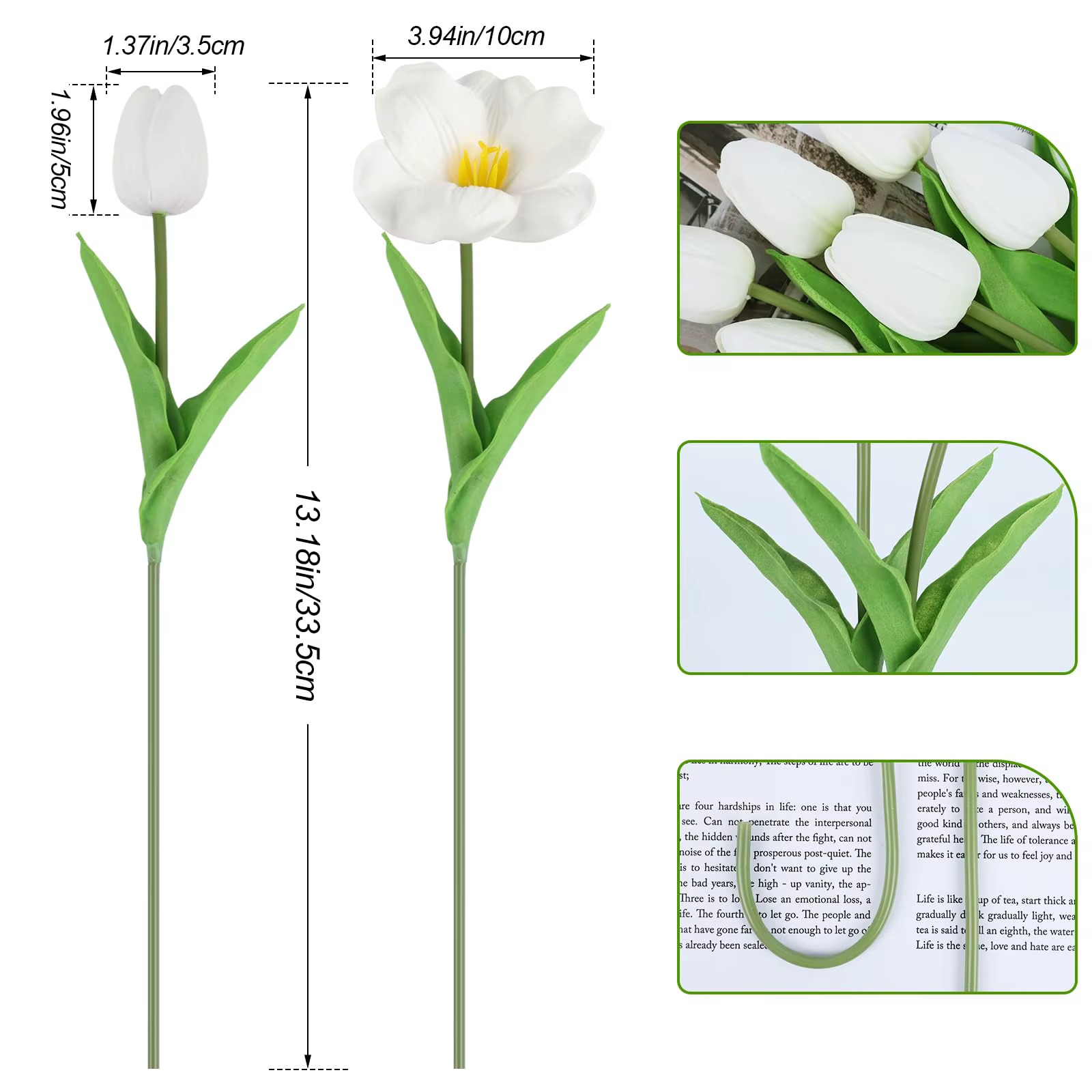 Bouquet de 8 fleurs artificielles en forme de tulipe marron