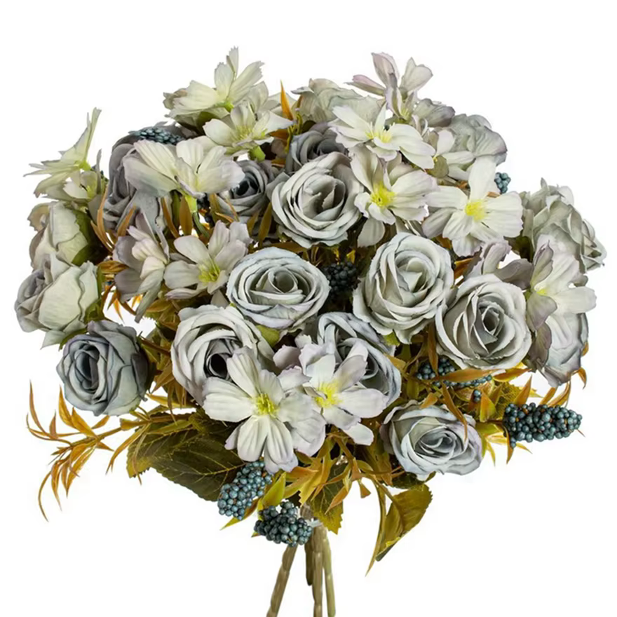 Fleurs artificielles Soie Rose Noël Maison Vase Décor Bonsaï De Mariage Bouquets De Mariée Cour Festival Fête Bricolage Cadeau Vente Chaude