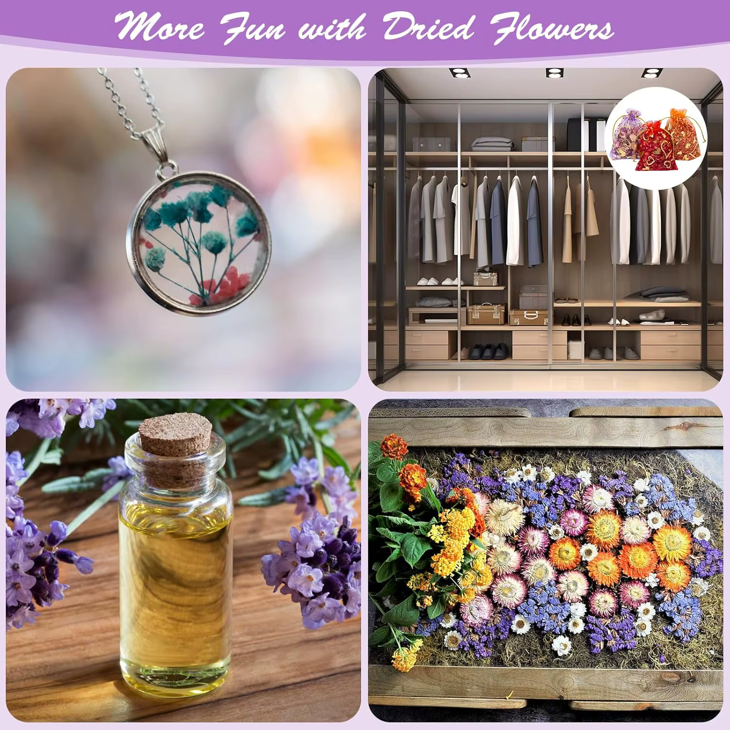 Fleurs séchées naturellement sans soufre 50-200g en vrac | Lavande/Rose/Jasmin | Multi-usage pour les rituels