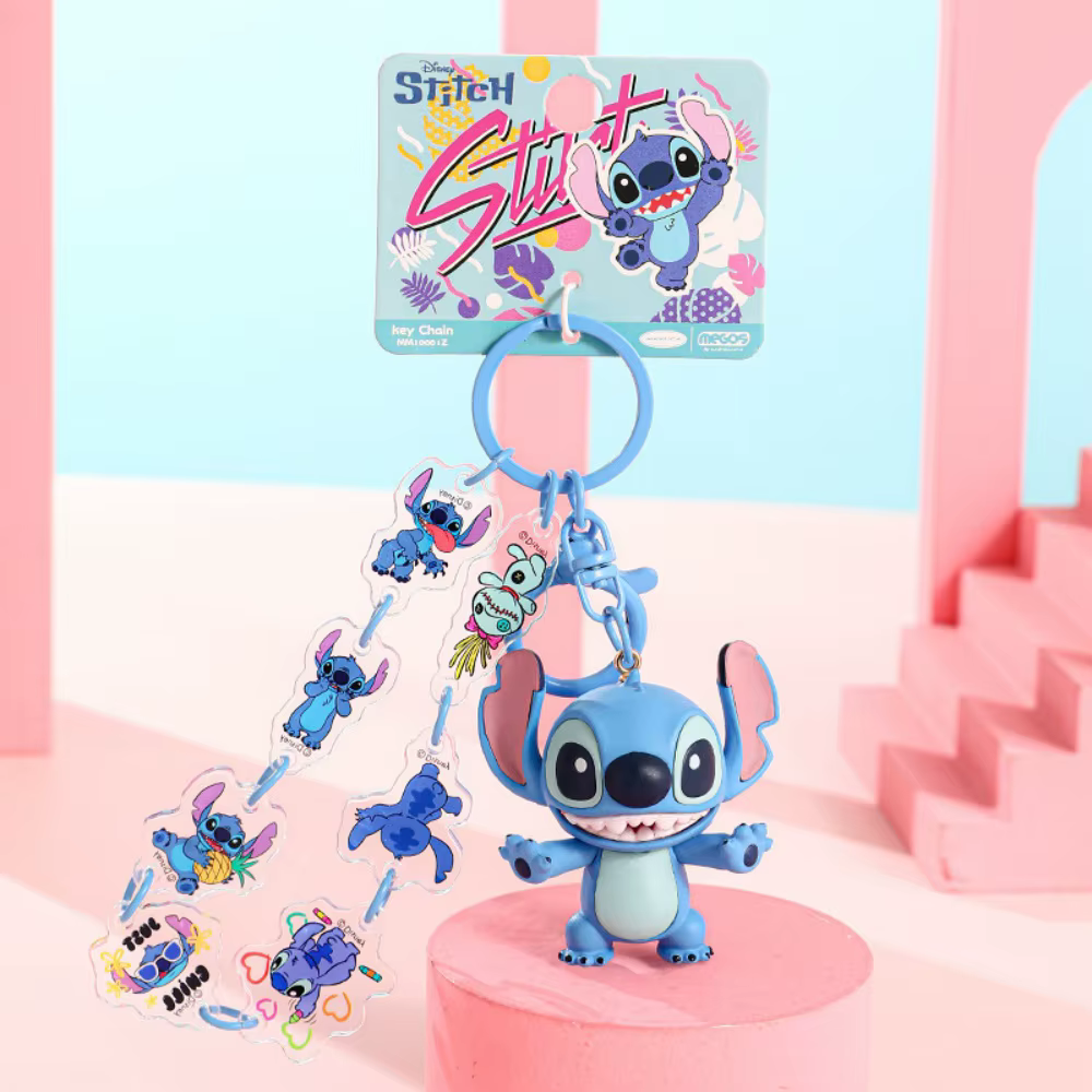 Poupée floquée authentique Disney Stitch, accessoire de clé de dessin animé Lilo & Stitch, ornement de sac, adapté à un usage quotidien et à la collection
