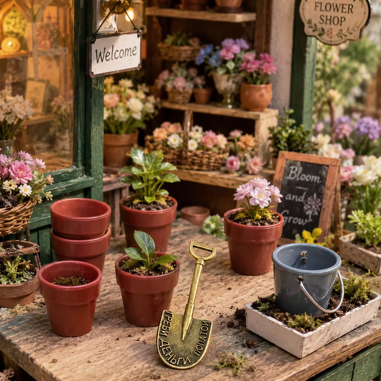 Ensemble de 7 petits pots de fleurs miniatures