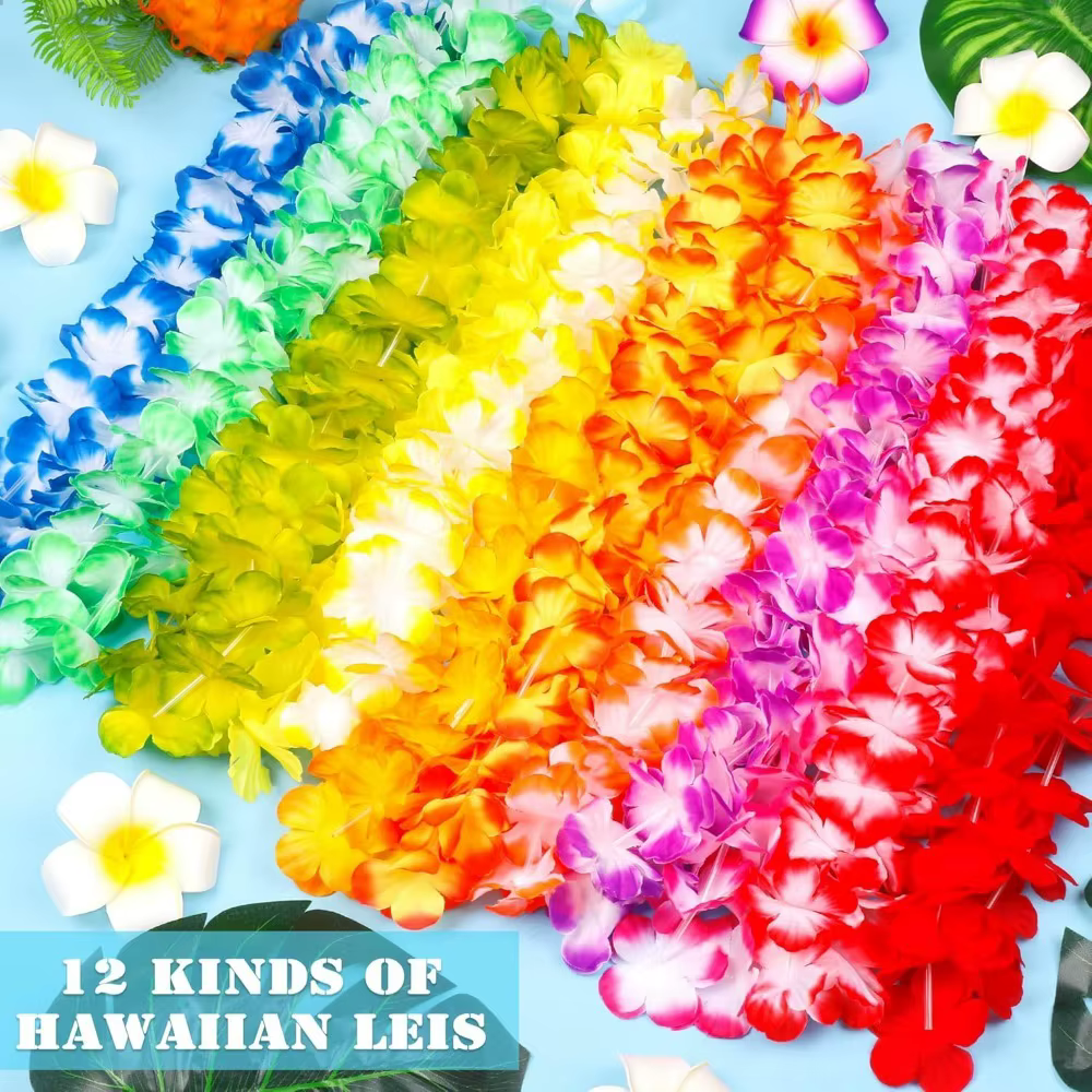 5/10 pièces Leis pour Luau couleur hawaïenne décoration fleur en soie