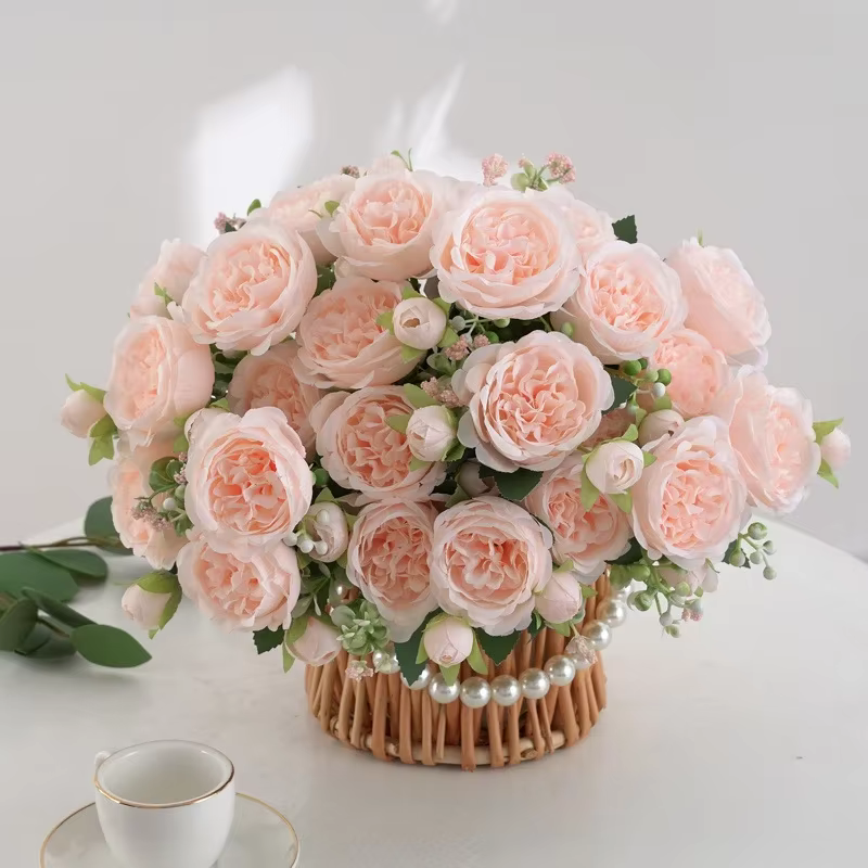 Bouquet de pivoines artificielles d'aloès vert