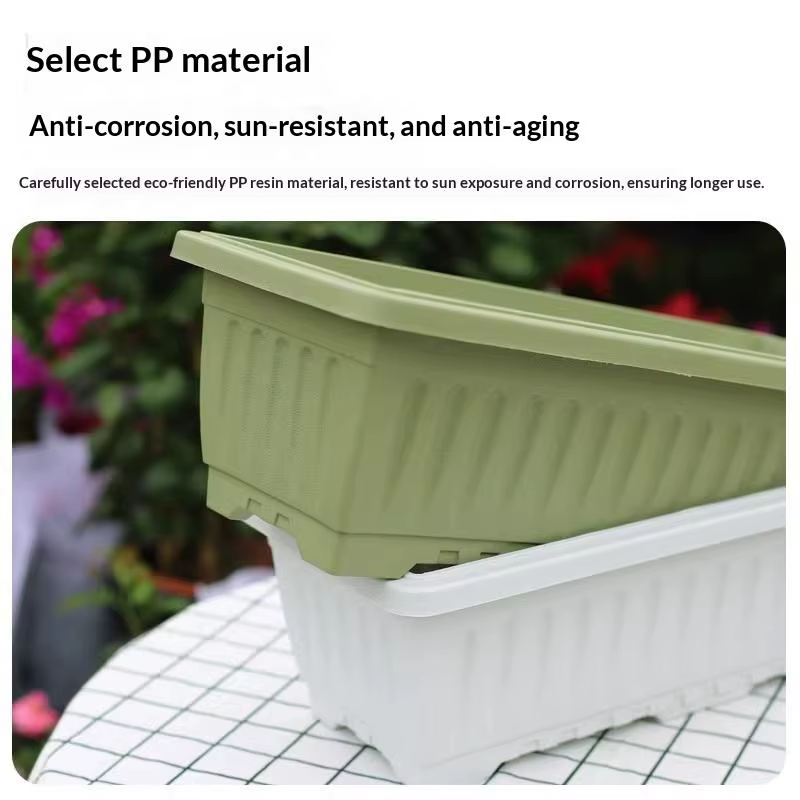 Pot de fleurs rectangulaire en plastique pour plantes d'intérieur et d'extérieur