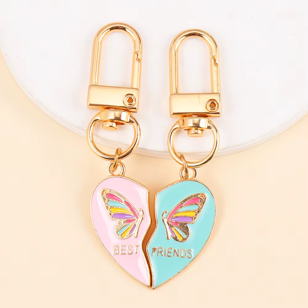 Meilleur ami porte-clés émail amour coeur épissure pendentif porte-clés BFF pour toujours amitié bijoux accessoires sac à main voiture porte-clés
