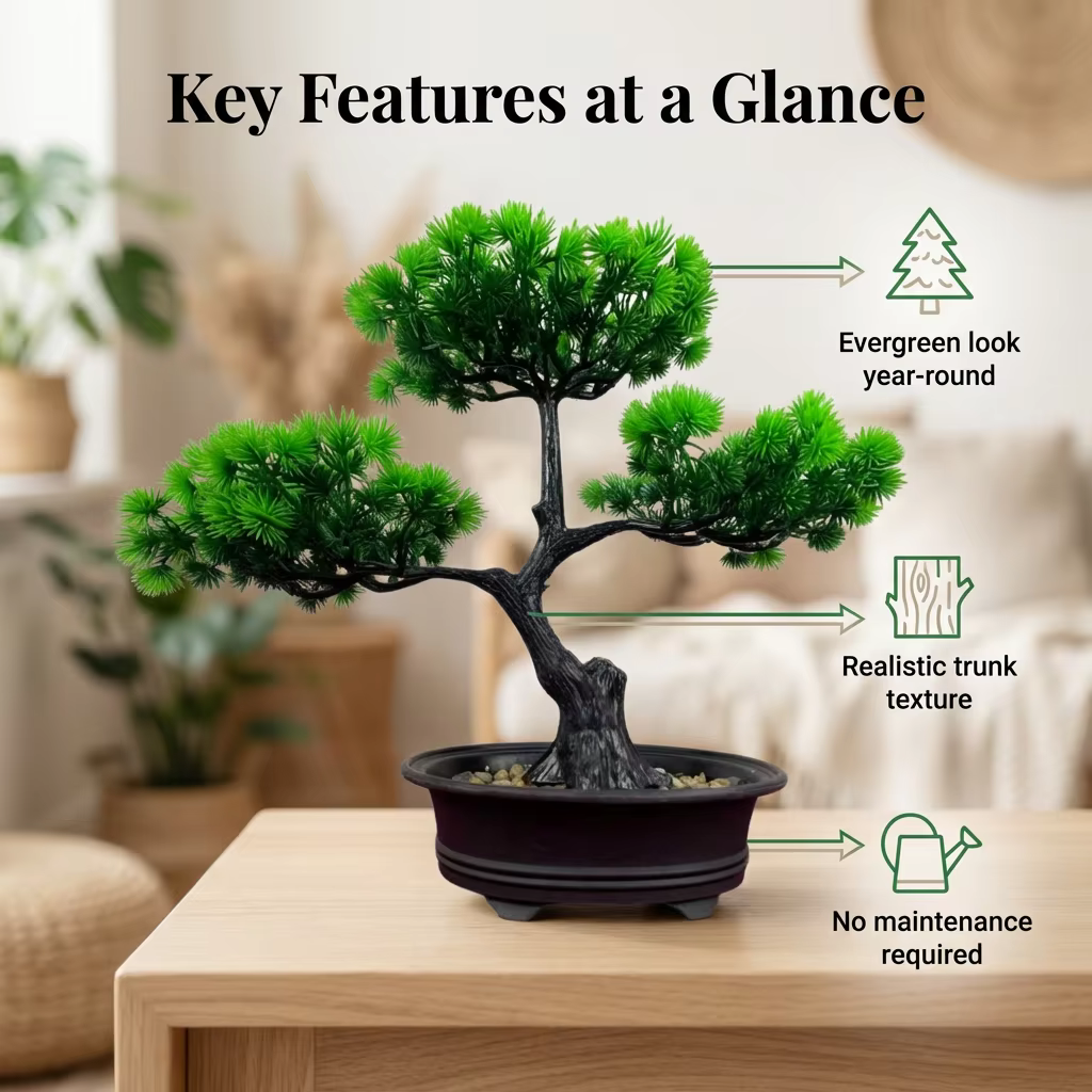Bonsaï artificiel – Faux pin réaliste dans un Pot décoratif