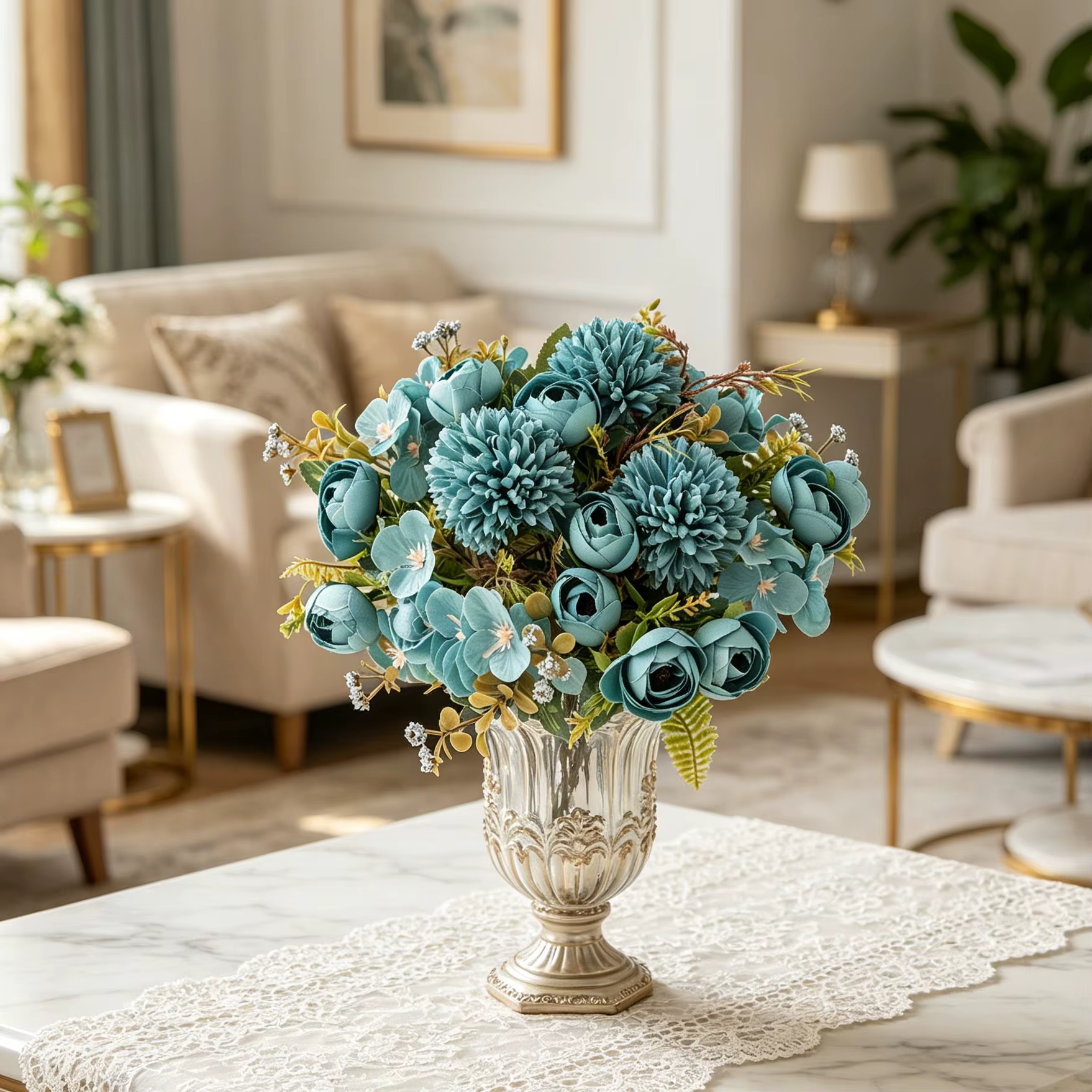 Fleurs Artificielles Bourgeons de Rose Thé Bouquet de Mariée DIY Vase Décoration de Table Maison Guirlande Festive Hortensia en Soie Cadeaux DIY