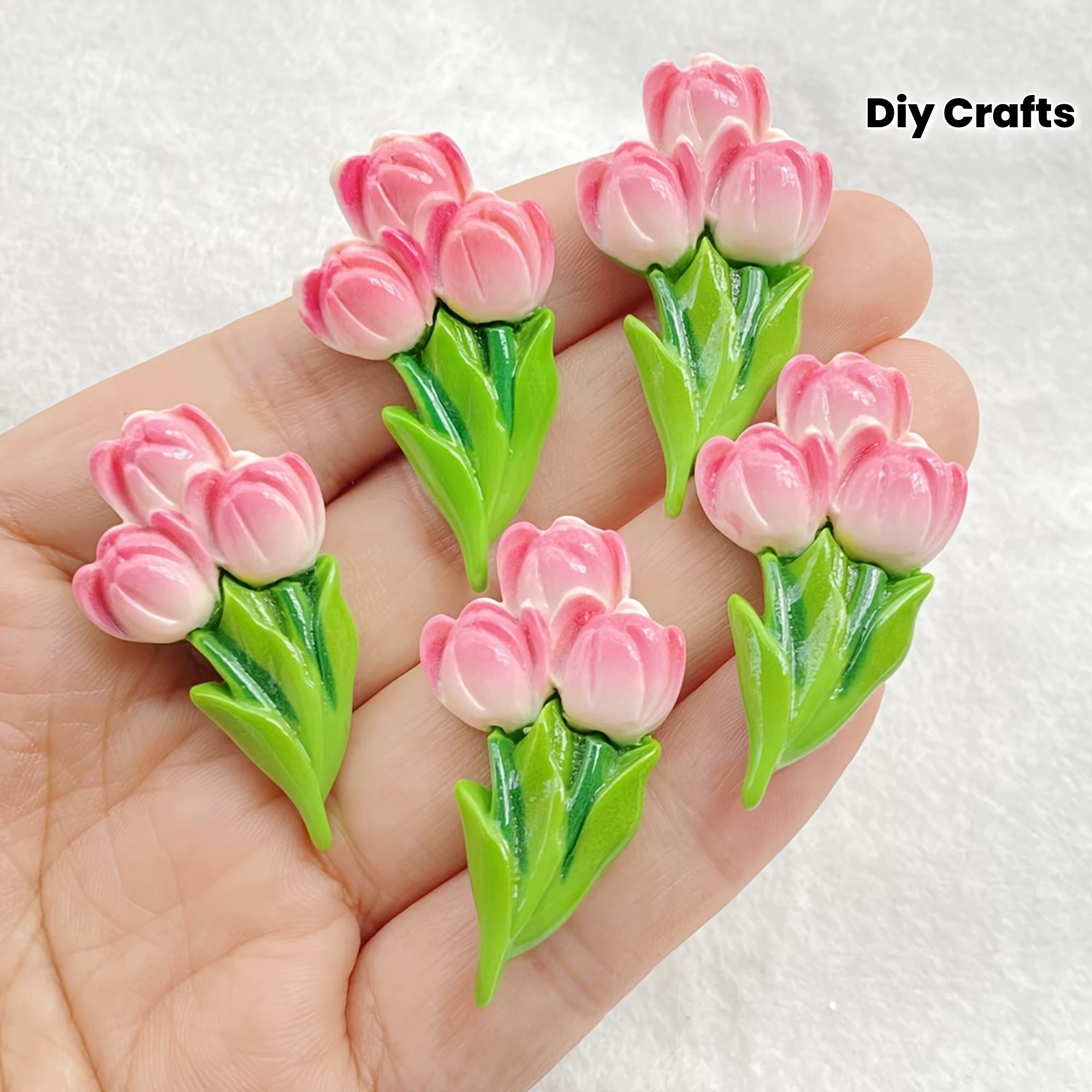 Ensemble de statues de fleurs en résine, 10 pièces, fleurs de tulipe plates pour scrapbooking, artisanat de bricolage et décorations de vacances, aucune électricité requise