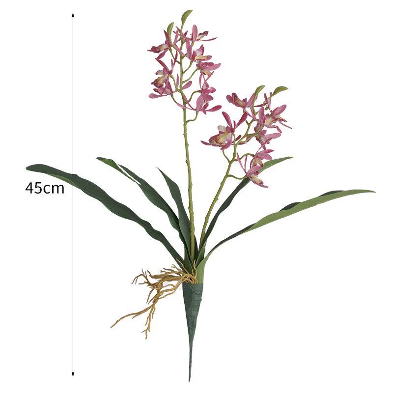 2 Branches de fleurs artificielles Phalaenopsis avec feuilles