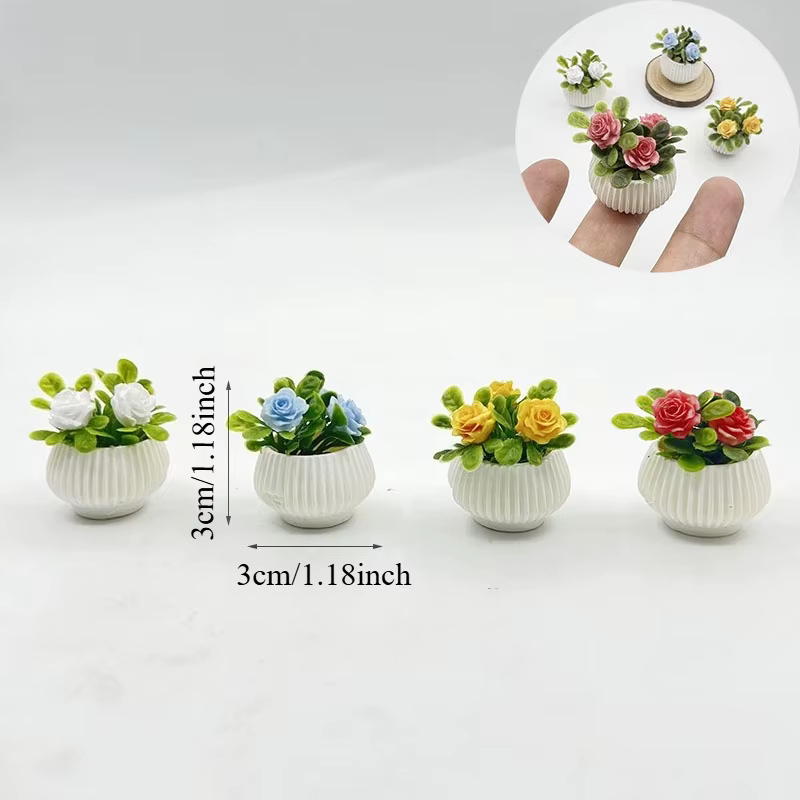 Plantes miniatures en pot de roses