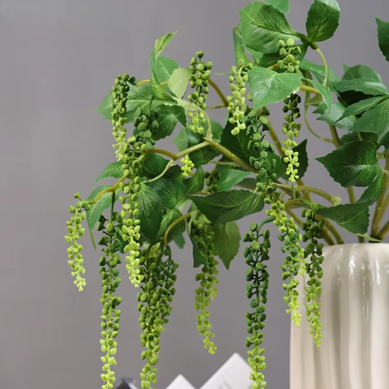 4 pièces de plantes vertes artificielles en plastique à suspendre au mur