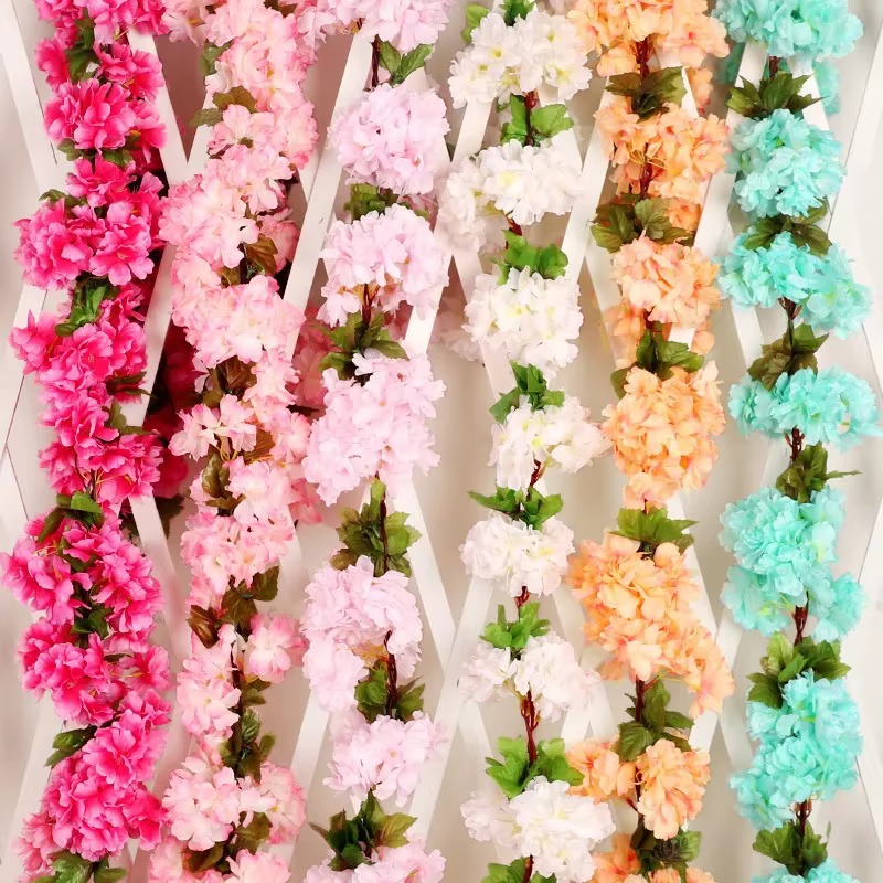 230cm fleurs artificielles Sakura vigne mariage jardin arc maison fête décoration noël mariée fausses plantes décor fleur vignes