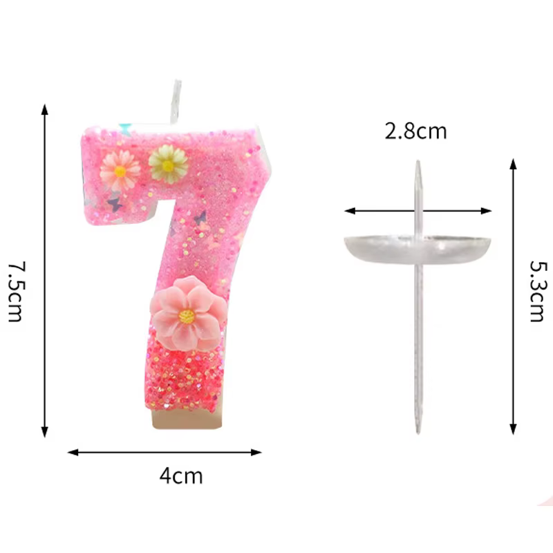 Bougies d'anniversaire avec chiffres roses en fleurs de cerisier, mignonnes et brillantes, pour 2ème joyeux anniversaire, décoration de gâteau pour fête d'anniversaire pour filles, cadeaux