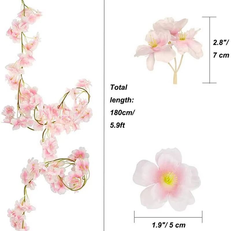 Guirlande de fleurs artificielles de cerisier Sakura