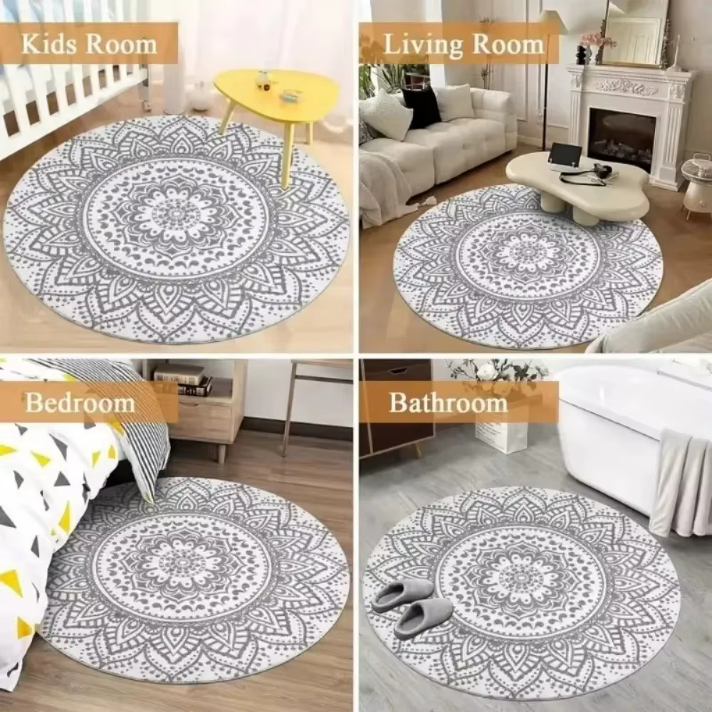 Tapis rond à motif de plantes de Jungle tropicale