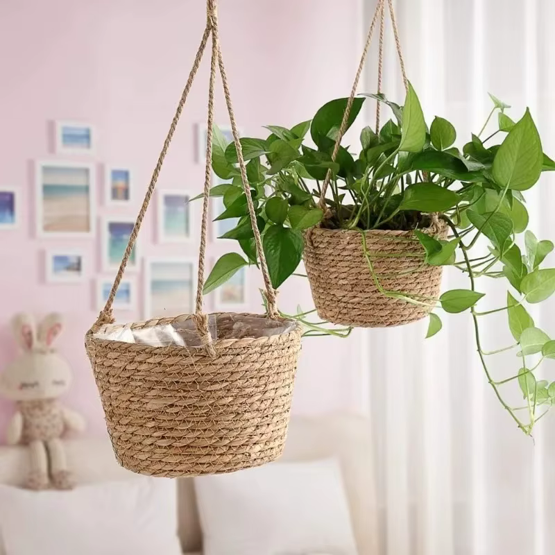 Pot suspendu de jardin en macramé